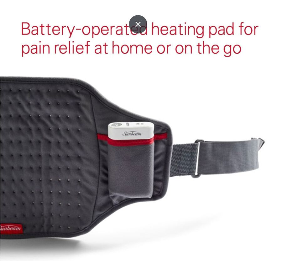 Sunbeam GoHeat Cordless Basic Heating Pad, Gray, 3 Heat Settings